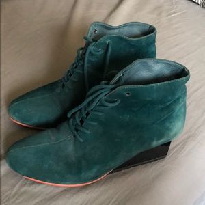 United Nude teal suede booties